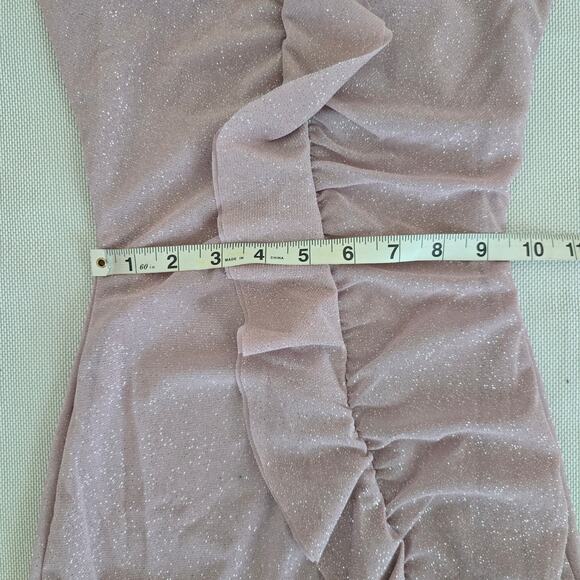 Windsor Mauve Sparkly Glitter Ruffle Sleeveless Fitted Mini Dress Sz Small (763) - Picture 9 of 10
